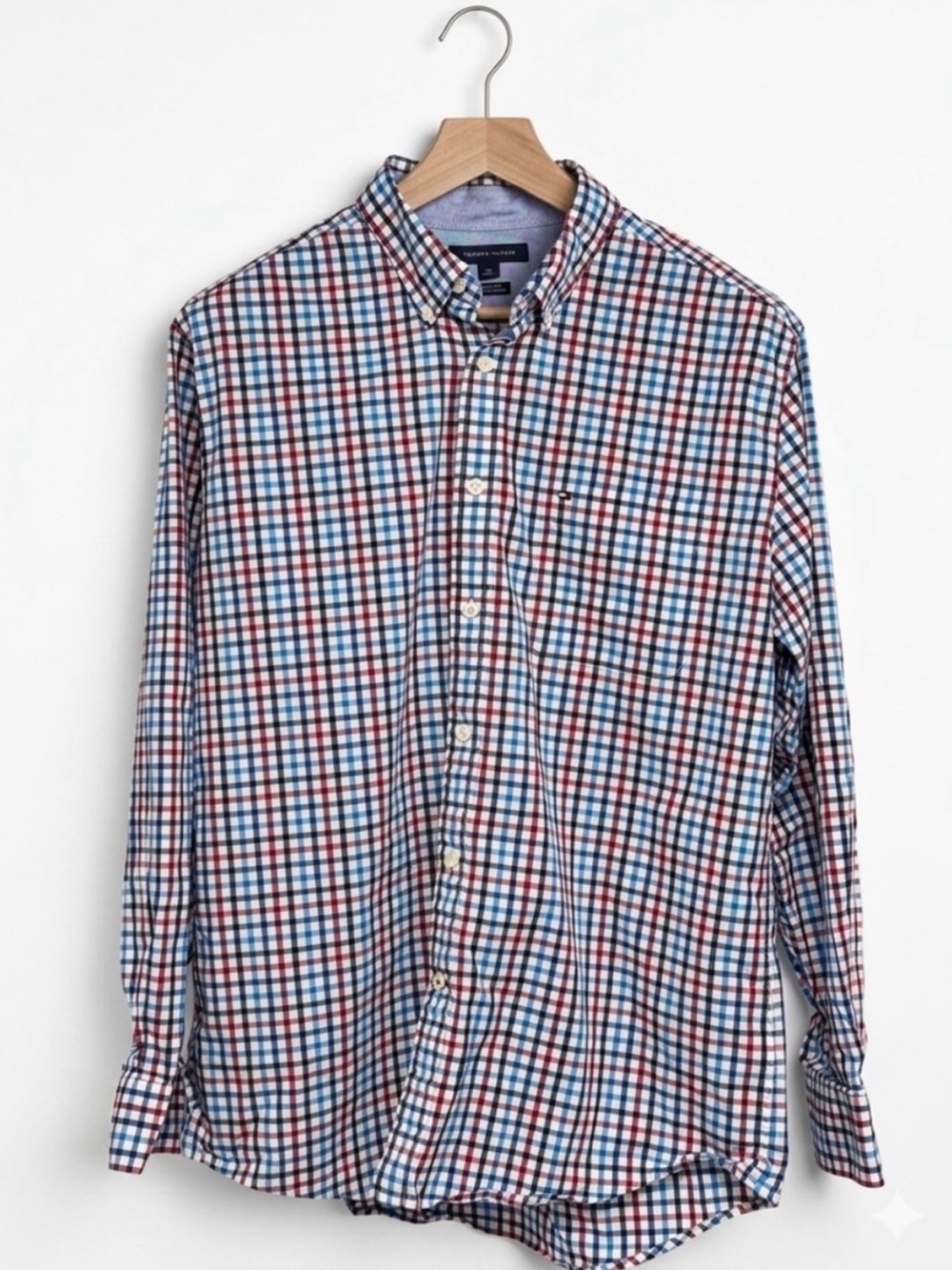 Tommy Hilfiger Mens L Kavanaugh Plaid Button Down Shirt Classic Fit Multicolor